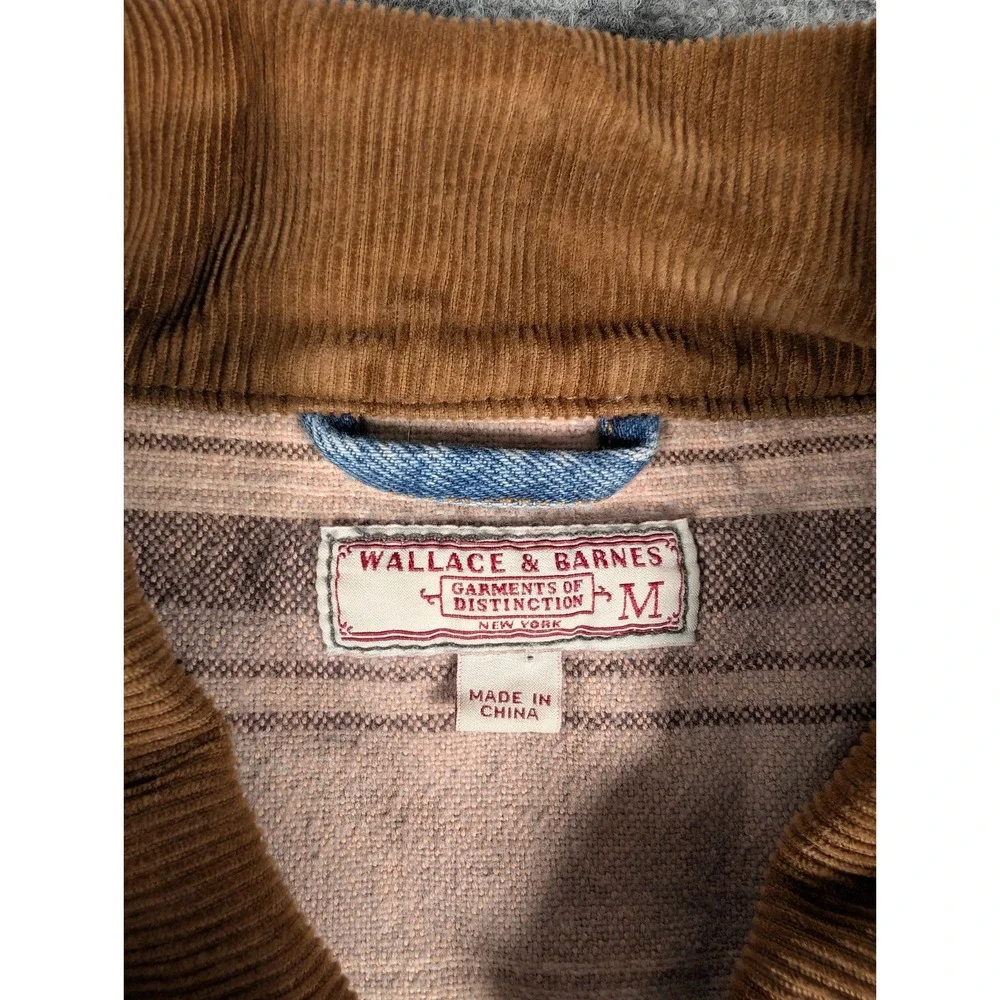 Wallace & Banes Denim Jean Jacket Mens Medium Blanket Lined‎ Corduroy Collar